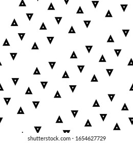 Triangles ornament. Geometric figures background. Geometrical backdrop. Triangular shapes wallpaper. Polygons motif. Digital paper, textile print, web design, abstract. Seamless pattern. Vector.