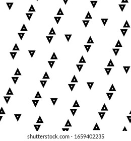 Triangles ornament. Geometric figures background. Triangular shapes wallpaper. Polygons motif. Geometrical backdrop. Digital paper, textile print, web design, abstract. Seamless pattern. Vector.