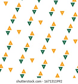 Triangles ornament. Geometric figures background. Triangular shapes wallpaper. Polygons motif. Geometrical backdrop. Digital paper, textile print, web design, abstract. Seamless pattern. Vector