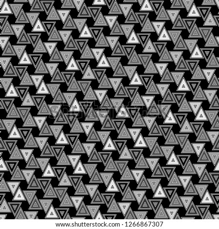 Triangles ornament. Seamless pattern. Geometrical backdrop. Triangular shapes wallpaper.Geometric figures background. Polygons motif. Digital paper, textile print, web design, abstract. Vector