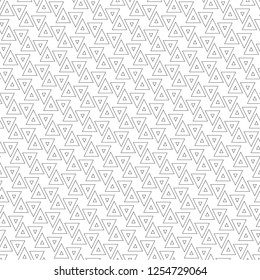 Triangles ornament. Triangular shapes wallpaper. Geometric figures background. Geometrical backdrop. Polygons motif. Digital paper, textile print, web design, abstract. Seamless pattern. Vector.
