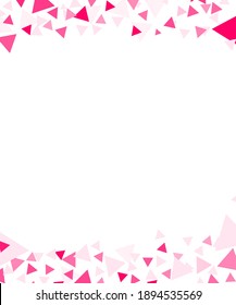 Triangles pattern banner mockup graphic design vector. Pink geometric abstract wallpaper background pattern with empty white copy space and soft pink triangles on the edge