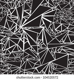 triangles pattern, b&w, crumpled aluminum, broken glass