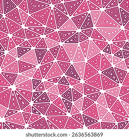 Triangles pattern geometric design. Medium shape size. Multiple repeated inner triangles. Mono tone style. Repeatable pattern. Vibrant vector tiles. Seamless vector illustration.