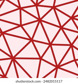 Triangles pattern geometric design. Red color. Large triangles size. Medium lines weight. Repeatable pattern. Seamless tileable vector illustration.