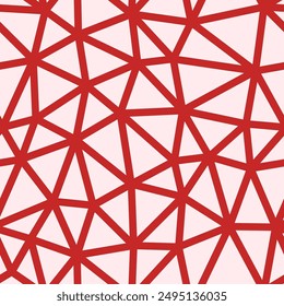 Triangles pattern geometric design. Red color. Medium triangles size. Bold lines weight. Repeatable pattern. Seamless tileable vector illustration.