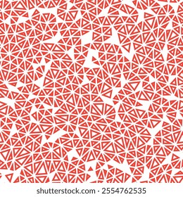 Triangles pattern geometric design. Tiny triangles size. Solid Color style. Geometric shapes outlined. Repeatable pattern. Fiery Glow. Vibrant vector tiles. Seamless vector illustration.