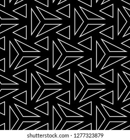 Triangles pattern. Geometrical backdrop. Triangular shapes wallpaper. Geometric figures background. Linear ornament. Polygons motif. Digital paper, textile print, abstract. Seamless vector.