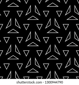 Triangles pattern. Geometrical backdrop. Triangular shapes wallpaper. Linear ornament. Polygons motif. Geometric figures background. Seamless vector. Digital paper, textile print, abstract.