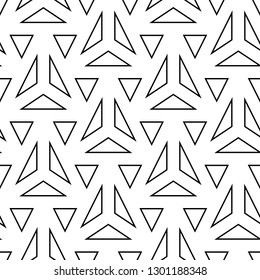 Triangles pattern. Geometrical backdrop. Triangular shapes wallpaper. Geometric figures background. Linear ornament. Polygons motif. Seamless vector. Digital paper, textile print, abstract