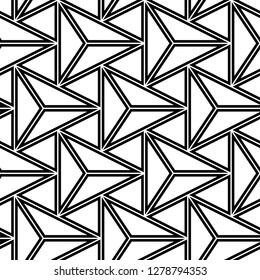 Triangles pattern. Linear ornament. Geometrical backdrop. Triangular shapes wallpaper. Geometric figures background. Polygons motif. Digital paper, textile print, abstract. Seamless vector