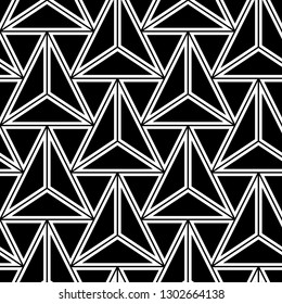 Triangles pattern. Linear ornament. Geometrical backdrop. Polygons motif. Geometric figures background. Digital paper, textile print, abstract. Triangular shapes wallpaper. Seamless vector.