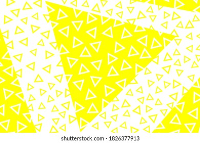 Patrón de triángulos memphis estilo de color amarillo diseño vectorial. Diseño gráfico triangular geométrico abstracto de fondo vectorial con patrones triangulares blancos y amarillos  