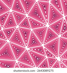 Triangles pattern. Multiple repeated inner triangles. Big shape size. Single color tone style. Seamless pattern. Beautiful vector tiles. Creative vector illustration.
