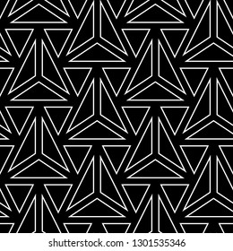 Triangles pattern. Triangular shapes wallpaper. Geometric figures background. Linear ornament. Geometrical backdrop. Digital paper, textile print, abstract. Polygons motif. Seamless vector.