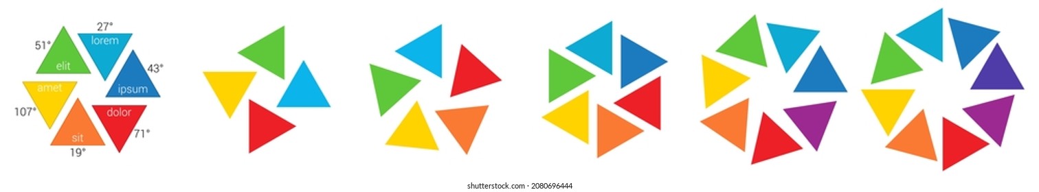 Triangles pointing inward arranged in circular shape - can be used as infographics element with four to eight parts