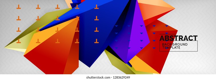 Triangles polygonal background, vector 3d poly template, vector geometric minimal design