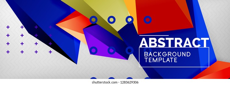 Triangles polygonal background, vector 3d poly template, vector geometric minimal design