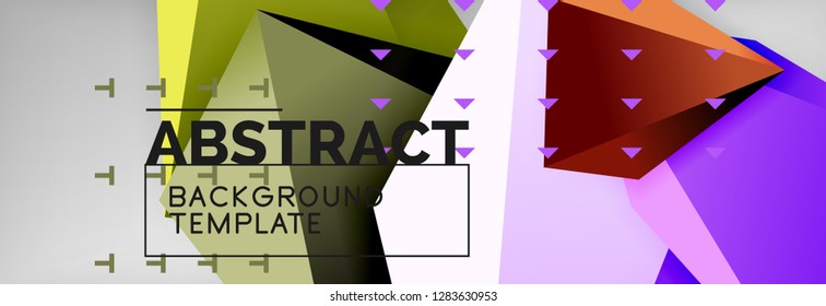 Triangles polygonal background, vector 3d poly template, vector geometric minimal design