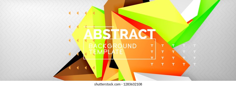 Triangles polygonal background, vector 3d poly template, vector geometric minimal design