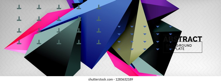 Triangles polygonal background, vector 3d poly template, vector geometric minimal design