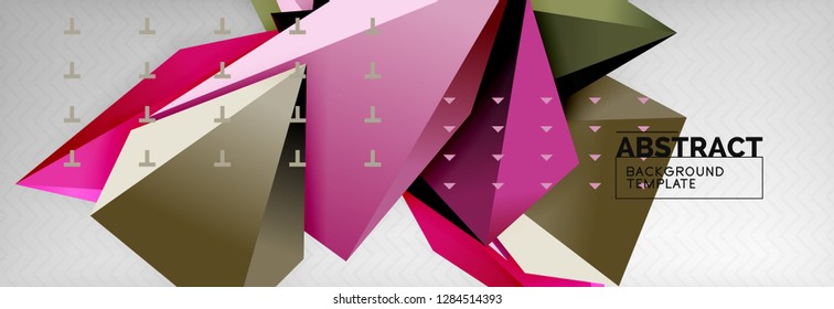 Triangles polygonal background, vector 3d poly template, vector geometric minimal design