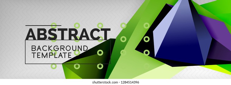 Triangles polygonal background, vector 3d poly template, vector geometric minimal design