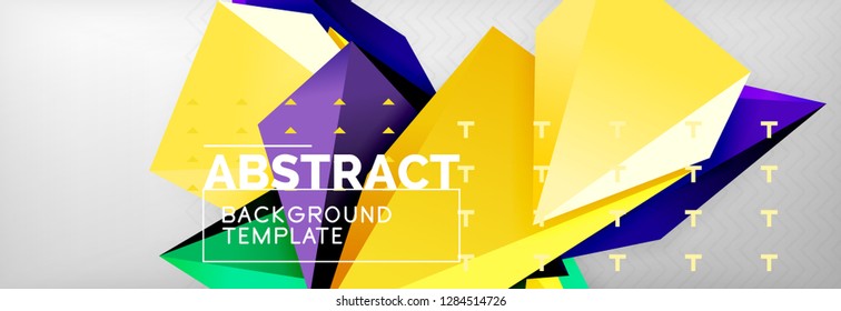 Triangles polygonal background, vector 3d poly template, vector geometric minimal design