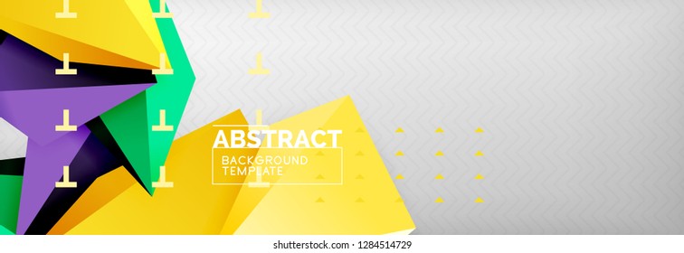 Triangles polygonal background, vector 3d poly template, vector geometric minimal design