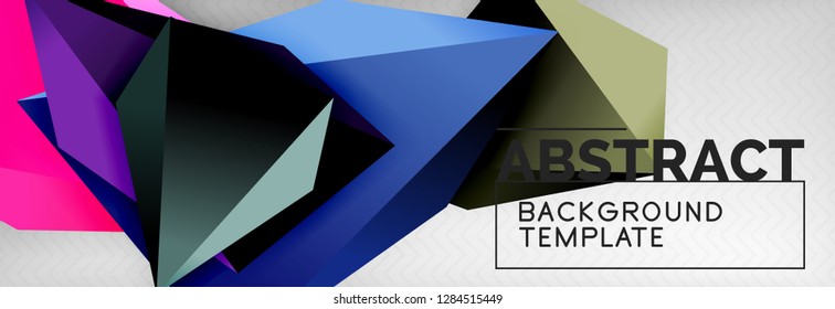 Triangles polygonal background, vector 3d poly template, vector geometric minimal design