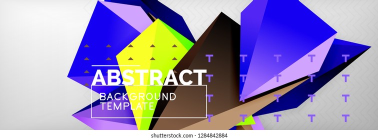 Triangles polygonal background, vector 3d poly template, vector geometric minimal design