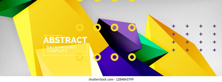 Triangles polygonal background, vector 3d poly template, vector geometric minimal design