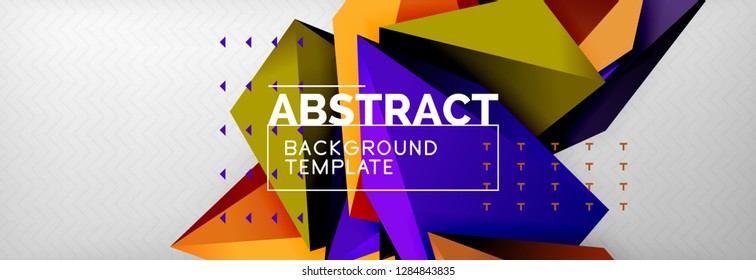 Triangles polygonal background, vector 3d poly template, vector geometric minimal design