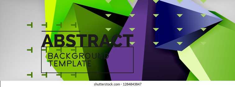 Triangles polygonal background, vector 3d poly template, vector geometric minimal design