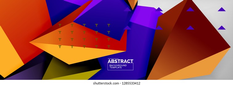Triangles polygonal background, vector 3d poly template, vector geometric minimal design
