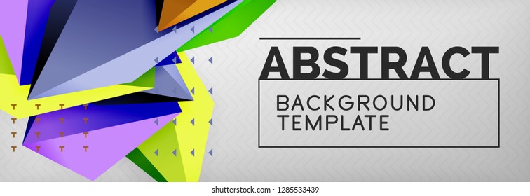 Triangles polygonal background, vector 3d poly template, vector geometric minimal design