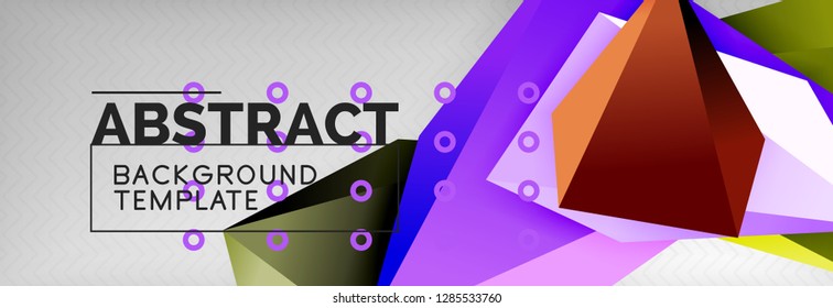 Triangles polygonal background, vector 3d poly template, vector geometric minimal design