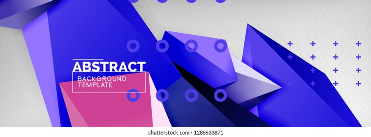 Triangles polygonal background, vector 3d poly template, vector geometric minimal design