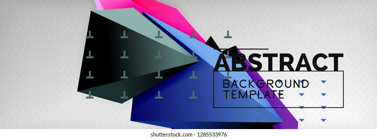 Triangles polygonal background, vector 3d poly template, vector geometric minimal design