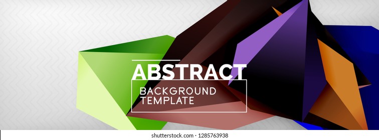 Triangles polygonal background, vector 3d poly template, vector geometric minimal design