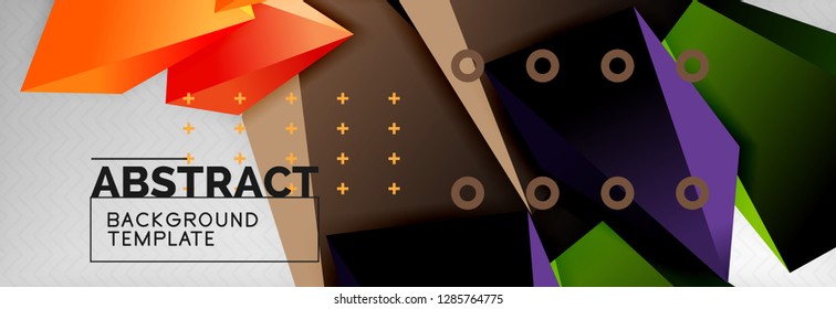 Triangles polygonal background, vector 3d poly template, vector geometric minimal design