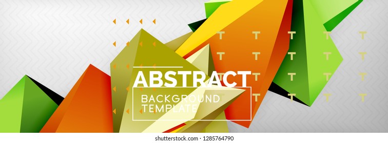 Triangles polygonal background, vector 3d poly template, vector geometric minimal design