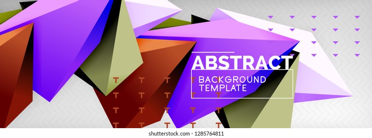 Triangles polygonal background, vector 3d poly template, vector geometric minimal design