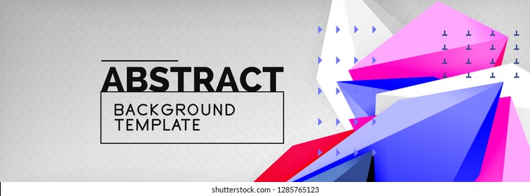 Triangles polygonal background, vector 3d poly template, vector geometric minimal design
