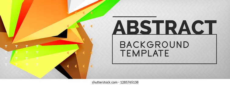 Triangles polygonal background, vector 3d poly template, vector geometric minimal design