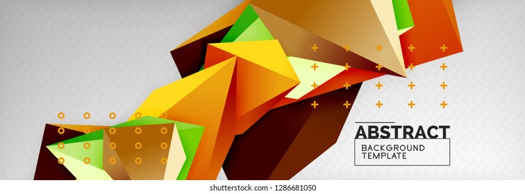 Triangles polygonal background, vector 3d poly template, vector geometric minimal design