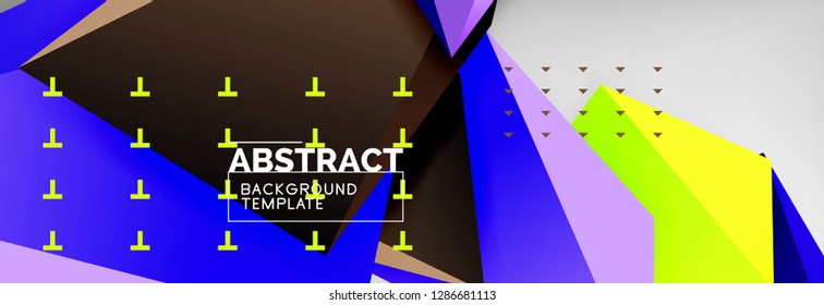 Triangles polygonal background, vector 3d poly template, vector geometric minimal design