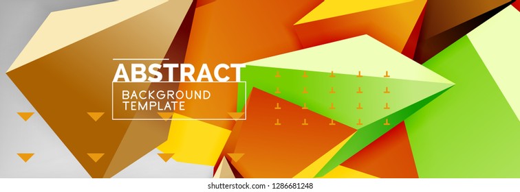 Triangles polygonal background, vector 3d poly template, vector geometric minimal design