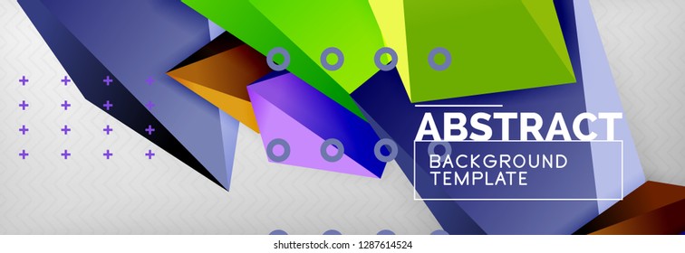 Triangles polygonal background, vector 3d poly template, vector geometric minimal design