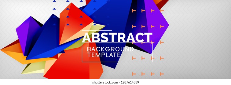 Triangles polygonal background, vector 3d poly template, vector geometric minimal design
